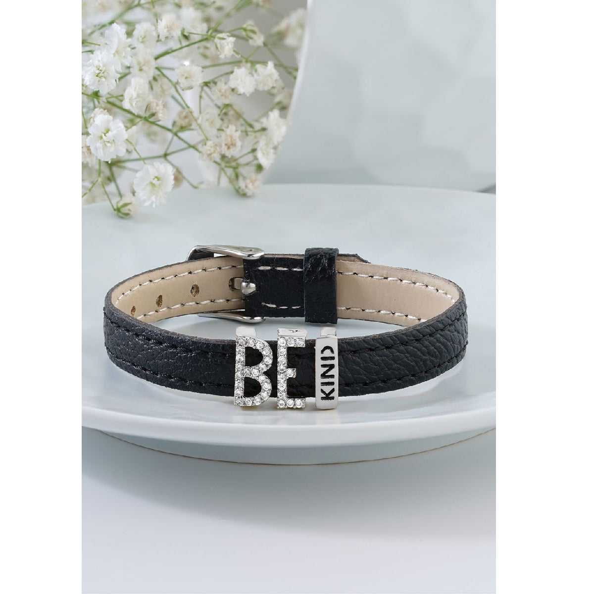 Be Kind CZ Leather Copper Black Gold Wrist Band Bracelet Bulk