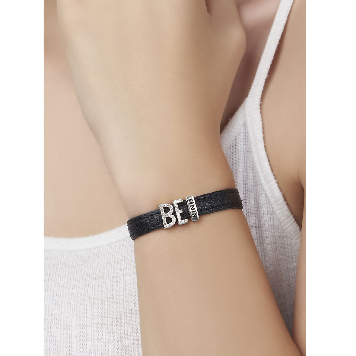 Be Kind CZ Leather Copper Black Gold Wrist Band Bracelet Bulk