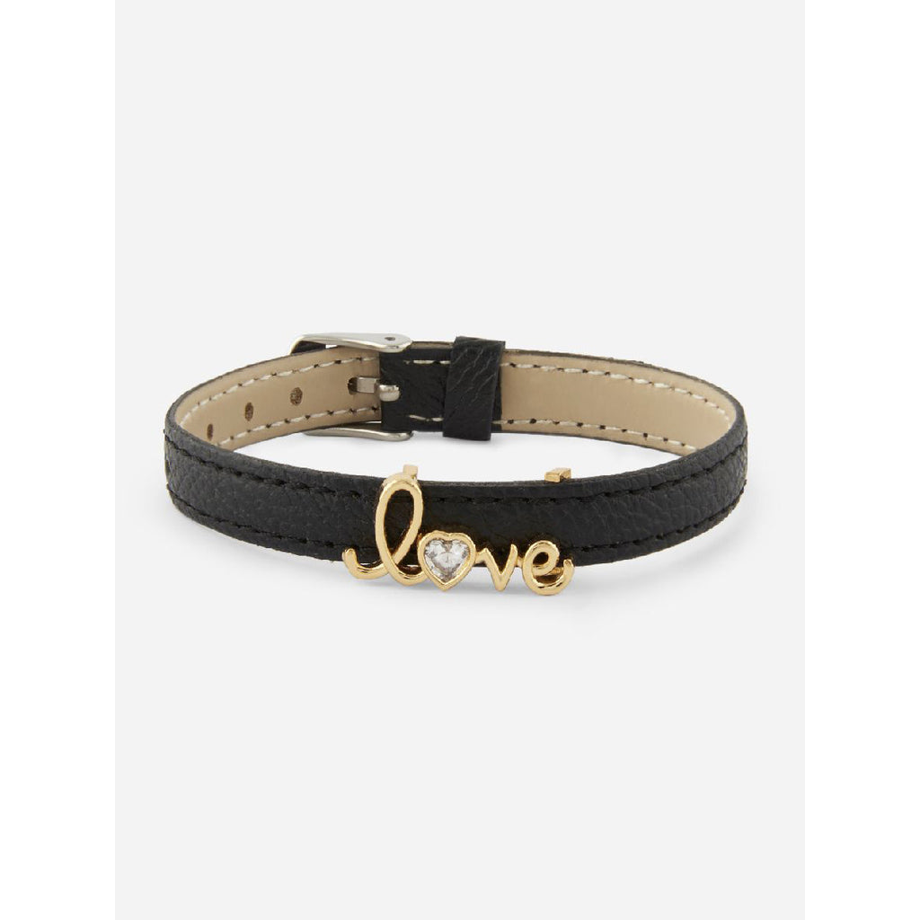 Love Cubic Zirconia Leather Copper Black Gold Wrist Band Bracelet Bulk