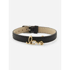 Love Cubic Zirconia Leather Copper Black Gold Wrist Band Bracelet Bulk