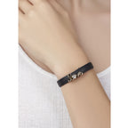 Love Cubic Zirconia Leather Copper Black Gold Wrist Band Bracelet Bulk