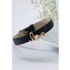 Love Cubic Zirconia Leather Copper Black Gold Wrist Band Bracelet Bulk