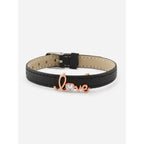 Love Cubic Zirconia Leather Copper Black Gold Wrist Band Bracelet Bulk