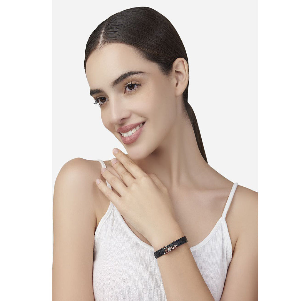 Love Cubic Zirconia Leather Copper Black Gold Wrist Band Bracelet Bulk