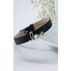 Love Cubic Zirconia Leather Copper Black Gold Wrist Band Bracelet Bulk
