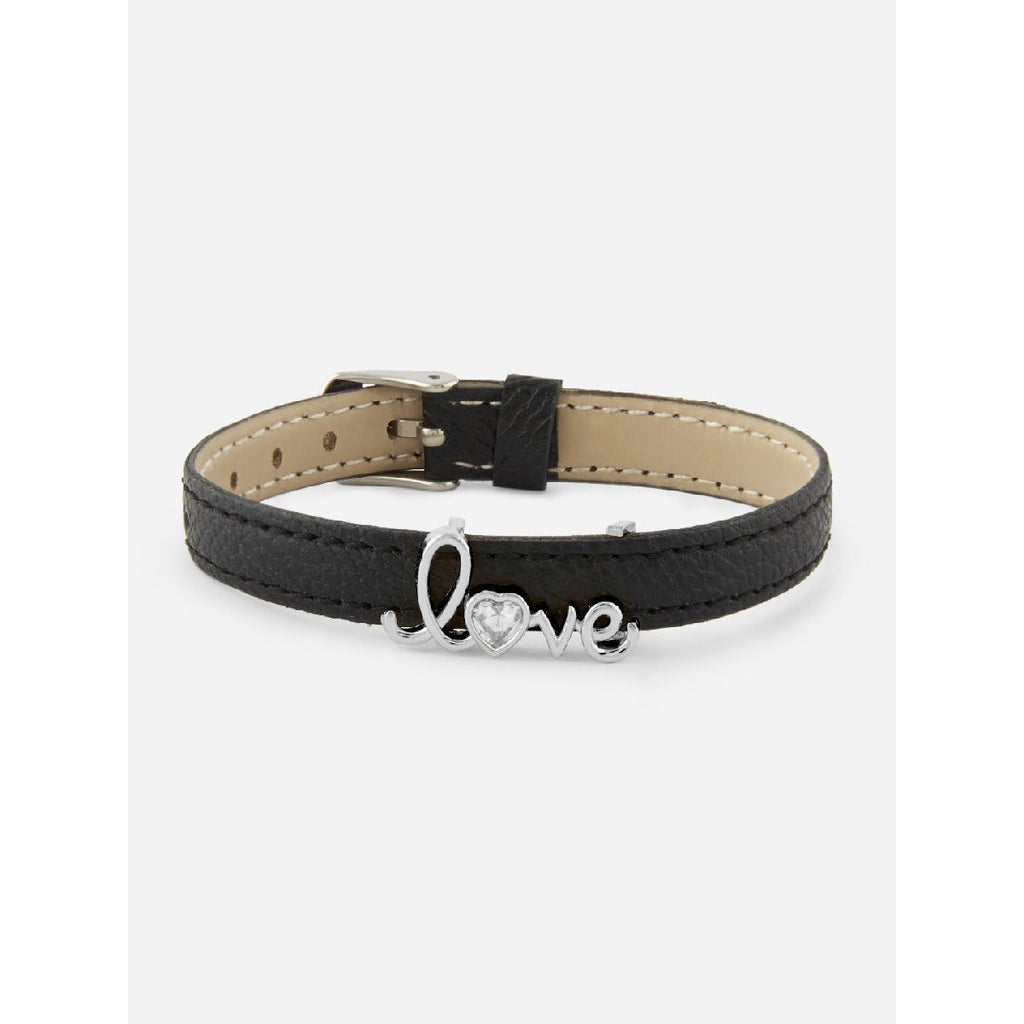 Love Cubic Zirconia Leather Copper Black Gold Wrist Band Bracelet Bulk