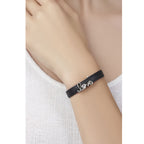 Love Cubic Zirconia Leather Copper Black Gold Wrist Band Bracelet Bulk