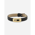 Cubic Zirconia Leather Copper Black Gold Id Wrist Band Bracelet Bulk