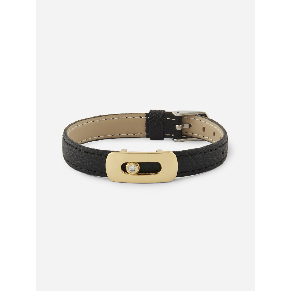 Cubic Zirconia Leather Copper Black Gold Id Wrist Band Bracelet Bulk