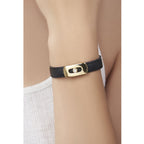 Cubic Zirconia Leather Copper Black Gold Id Wrist Band Bracelet Bulk