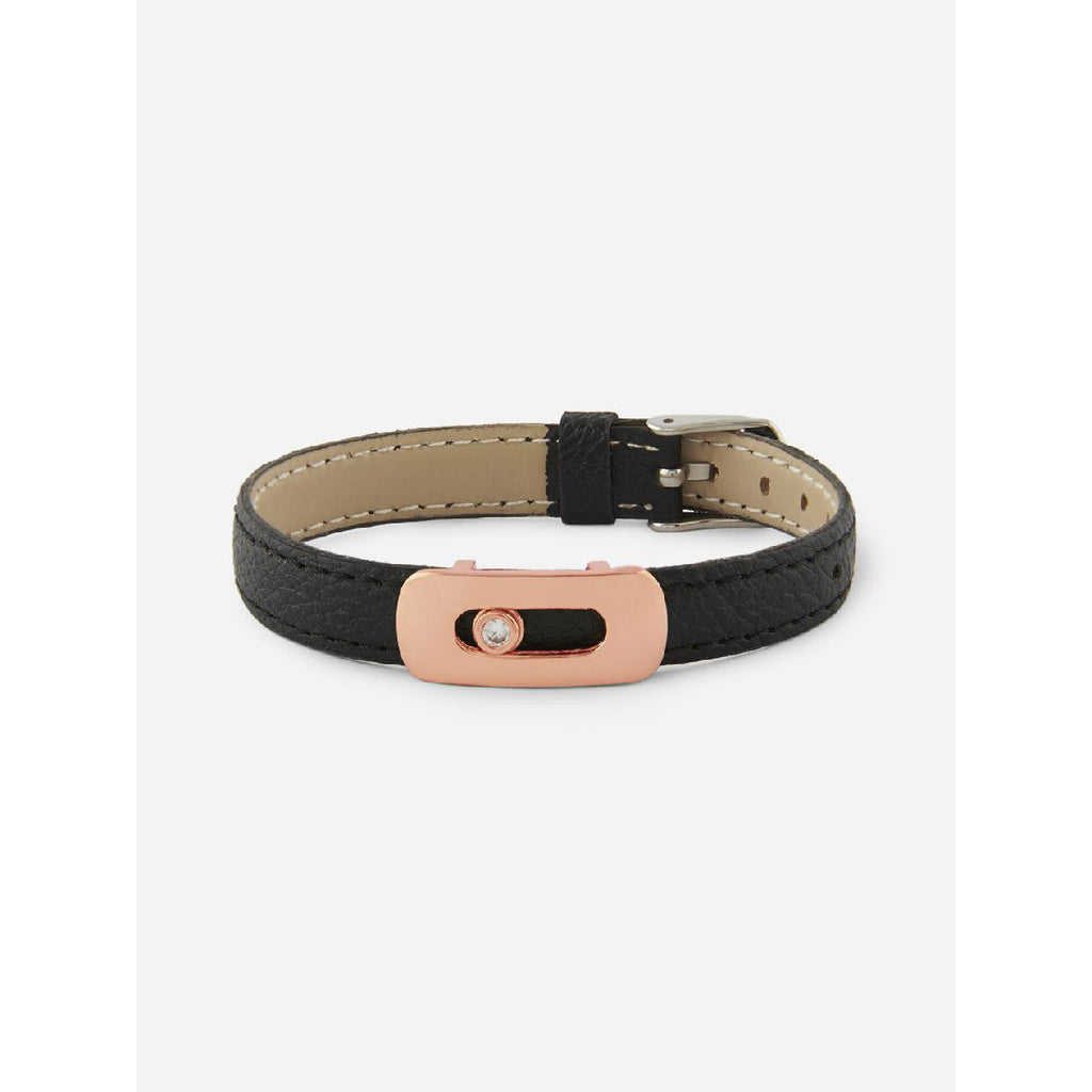 Cubic Zirconia Leather Copper Black Gold Id Wrist Band Bracelet Bulk