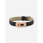 Cubic Zirconia Leather Copper Black Gold Id Wrist Band Bracelet Bulk