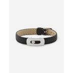 Cubic Zirconia Leather Copper Black Gold Id Wrist Band Bracelet Bulk