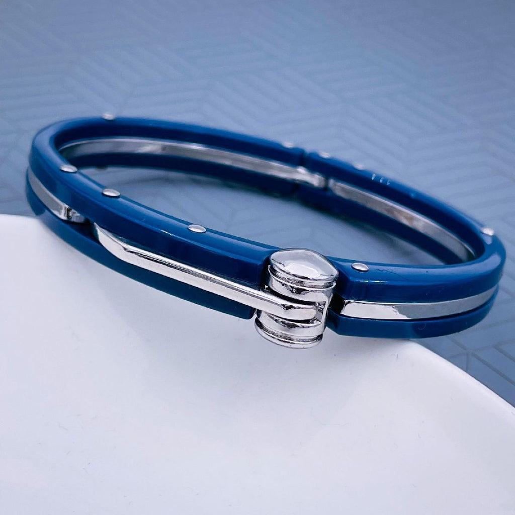 Toughened Fibre Neon Navy Blue Rubber Stainless Steel Bracelet Bulk