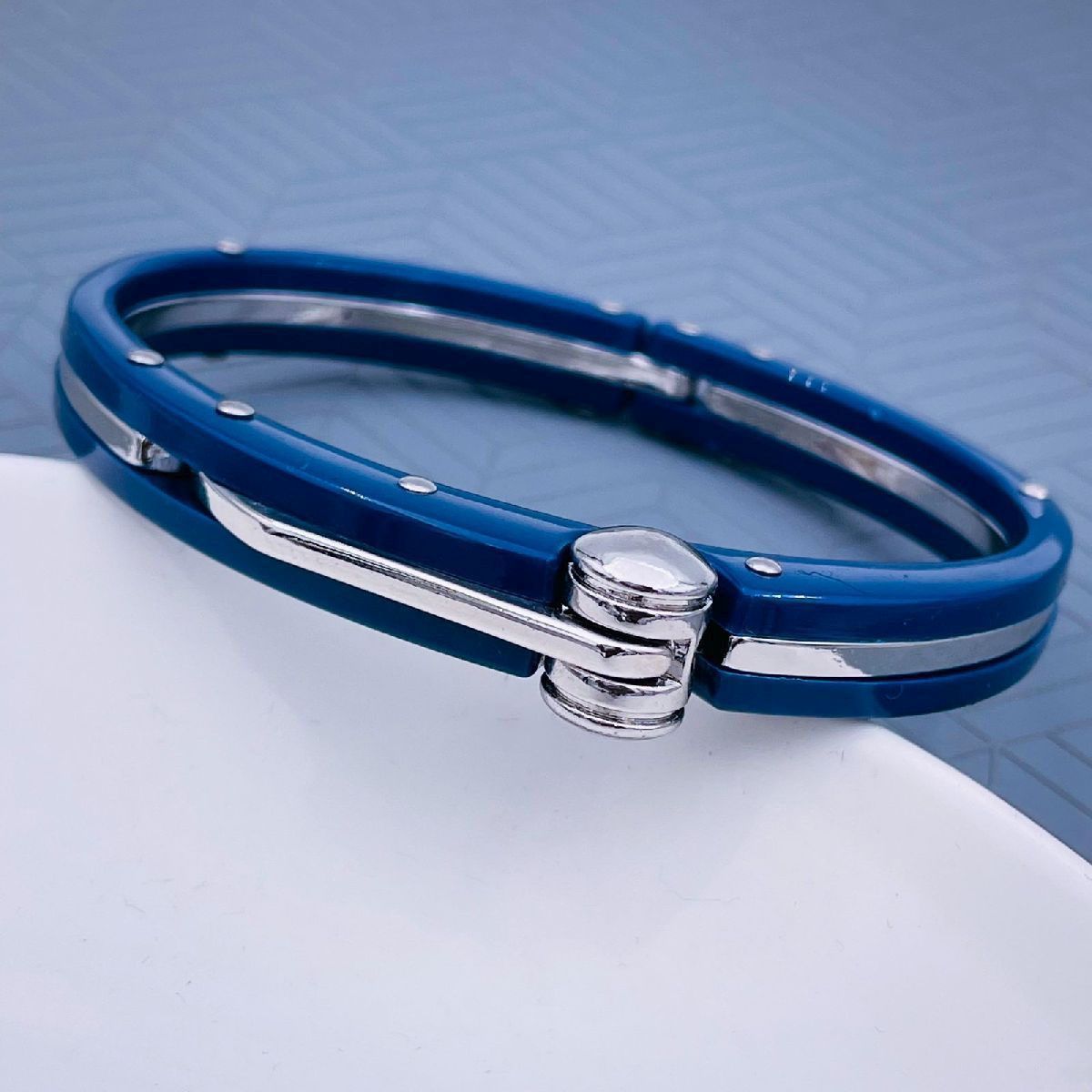 Toughened Fibre Neon Navy Blue Rubber Stainless Steel Bracelet Bulk