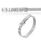Personalised Name Alphabet Initial Letter Stainless Steel Rhinestone Bracelet