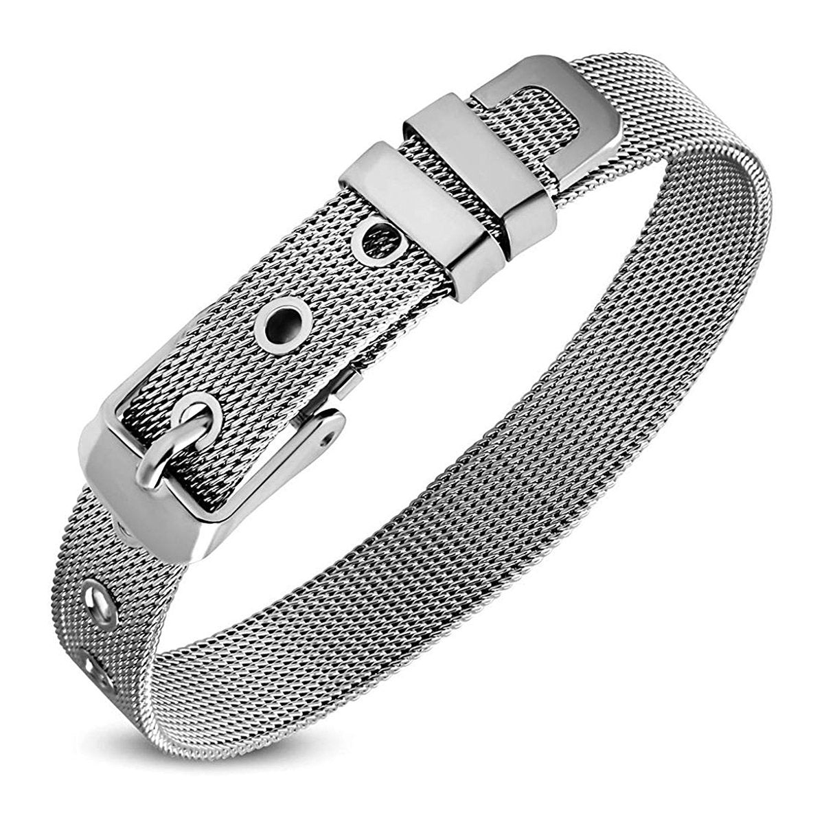 Silver Stainless Steel Style Watch Strap Bracelet Men