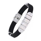 Black Surgical Stainless Steel Rubber Bracelet For Men Bulk
