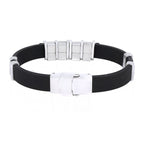 Black Surgical Stainless Steel Rubber Bracelet For Men Bulk