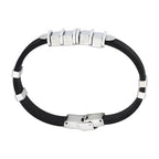 Black Surgical Stainless Steel Rubber Bracelet For Men Bulk