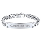 Engrave Letter Name Stainless Steel Chain Id Bracelet For Men Bulk