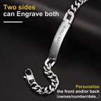 Engrave Letter Name Stainless Steel Chain Id Bracelet For Men Bulk