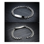 Engrave Letter Name Stainless Steel Chain Id Bracelet For Men Bulk