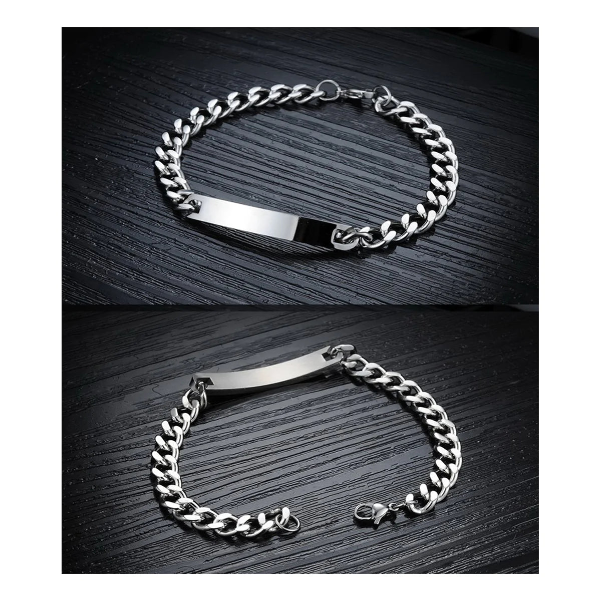 Engrave Letter Name Stainless Steel Chain Id Bracelet For Men Bulk