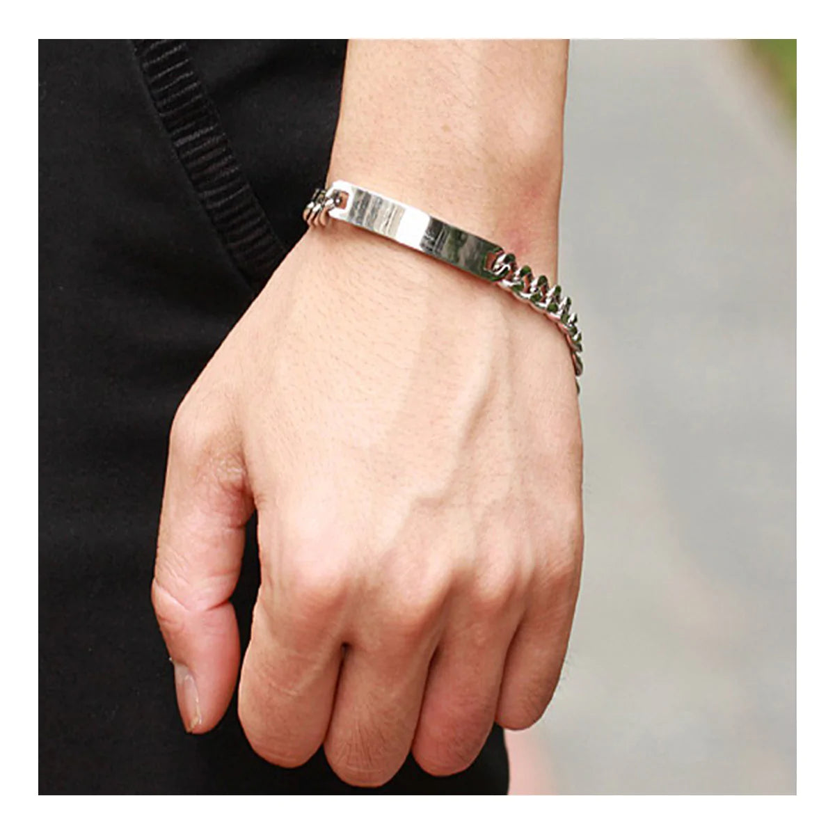 Engrave Letter Name Stainless Steel Chain Id Bracelet For Men Bulk