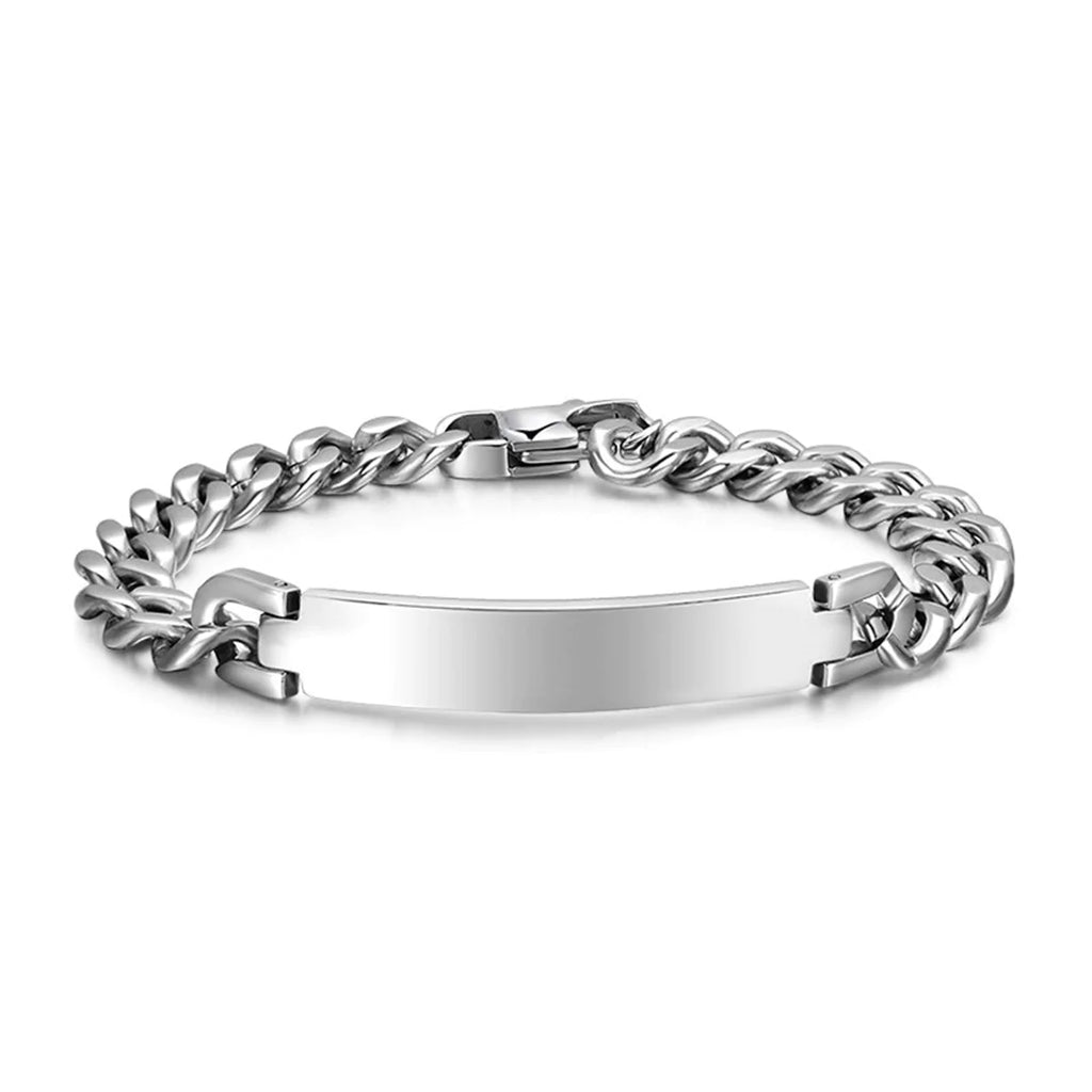 Engrave Letter Name Stainless Steel Chain Id Bracelet For Men Bulk