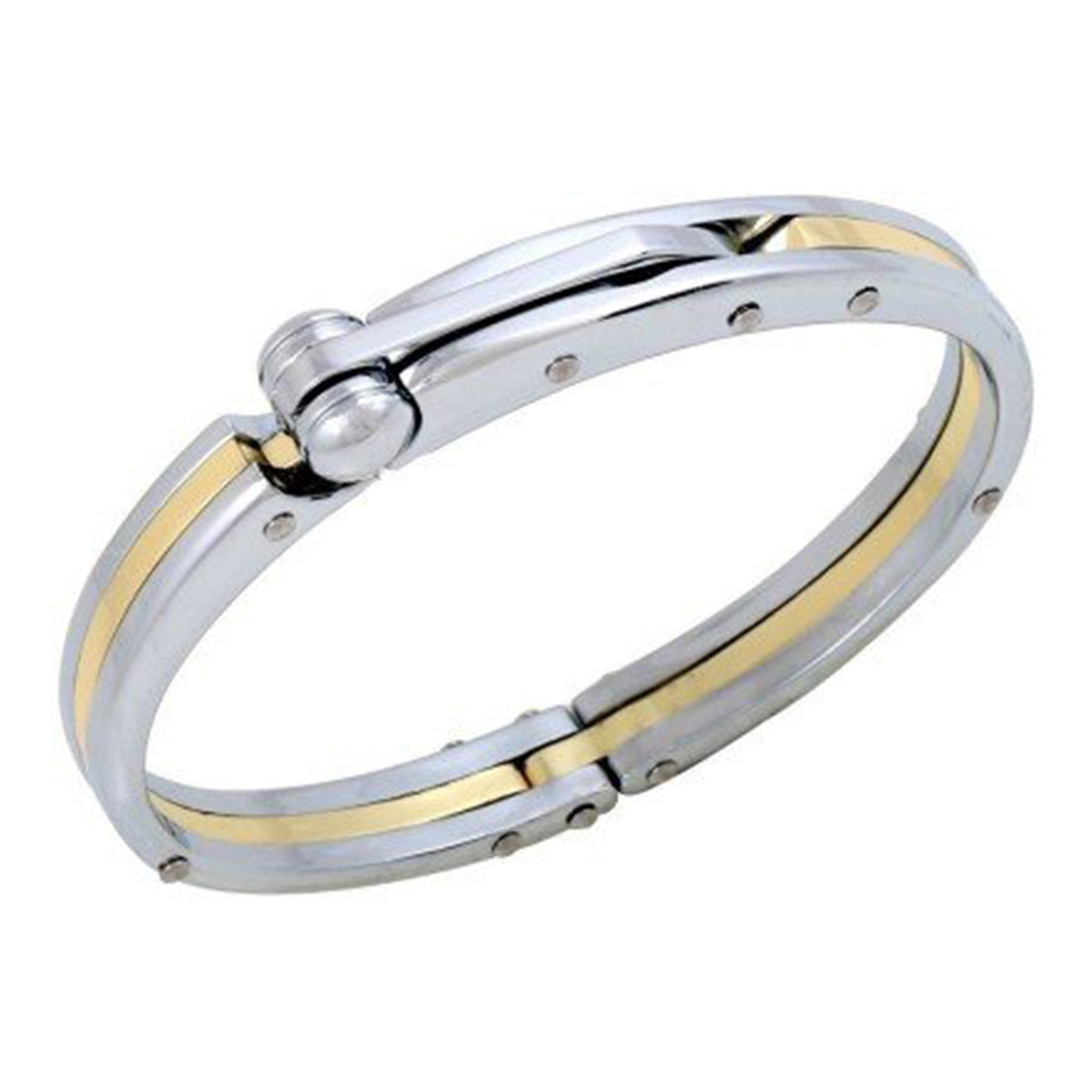 Two Tone 316L Stainless Steel Oval Super Fit Macho Kada For Men Bulk