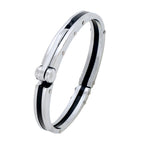 Black Silver Stainless Steel Oval Super Fit Macho Kada Bracelet Bulk