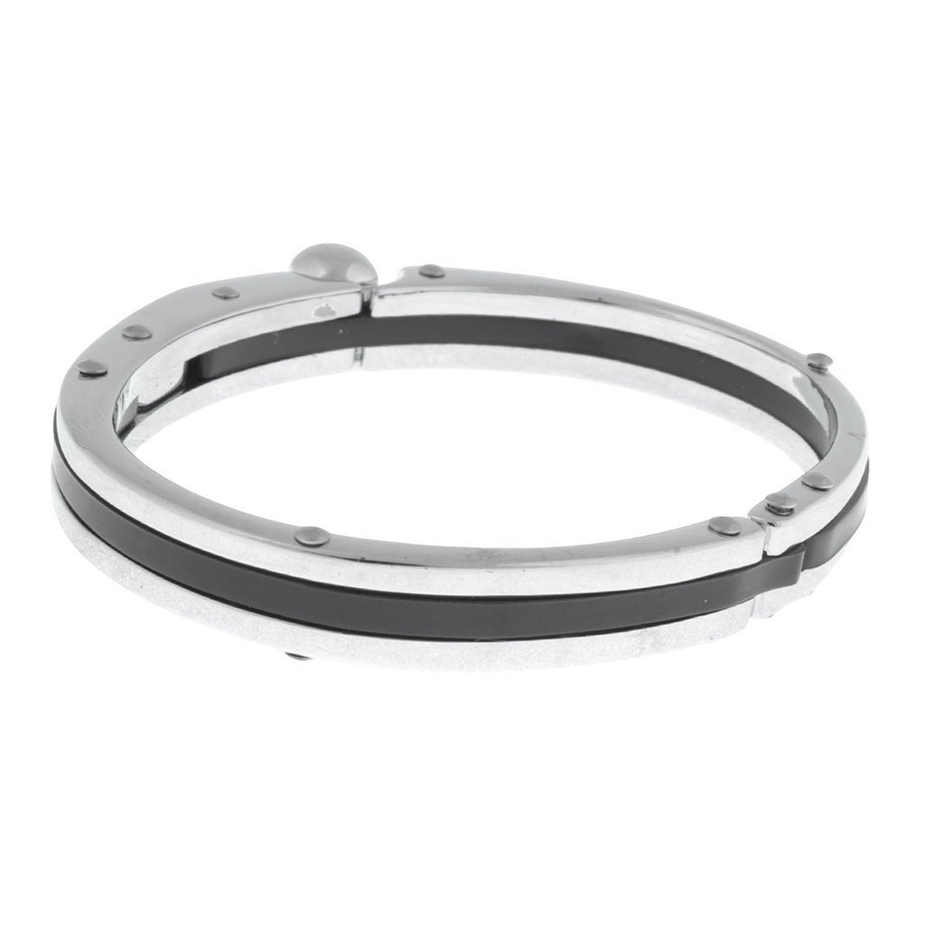 Black Silver Stainless Steel Oval Super Fit Macho Kada Bracelet Bulk
