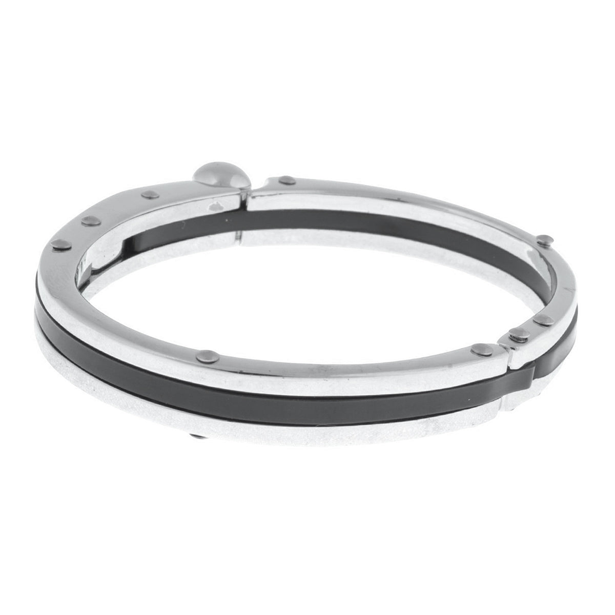 Black Silver Stainless Steel Oval Super Fit Macho Kada Bracelet Bulk