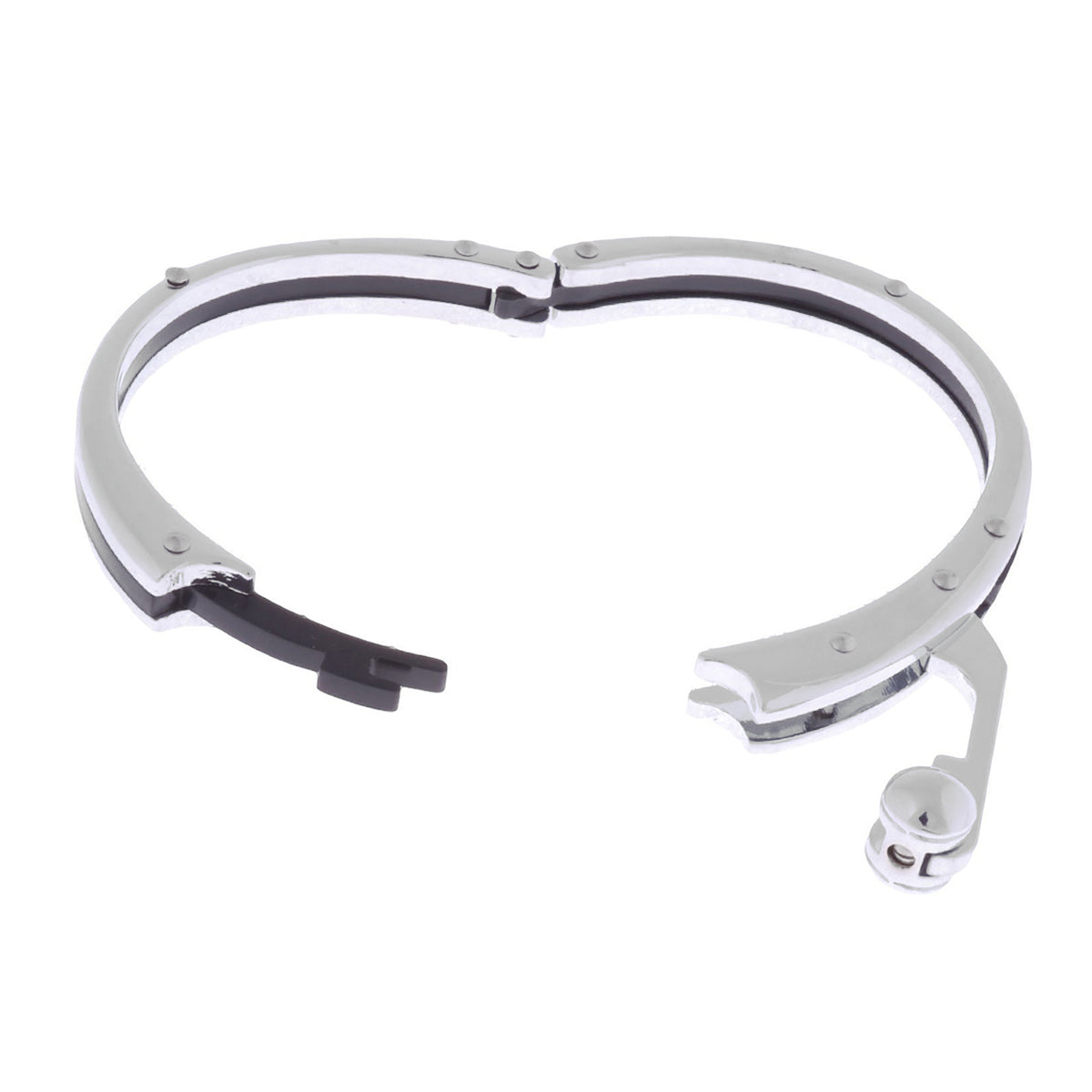Black Silver Stainless Steel Oval Super Fit Macho Kada Bracelet Bulk