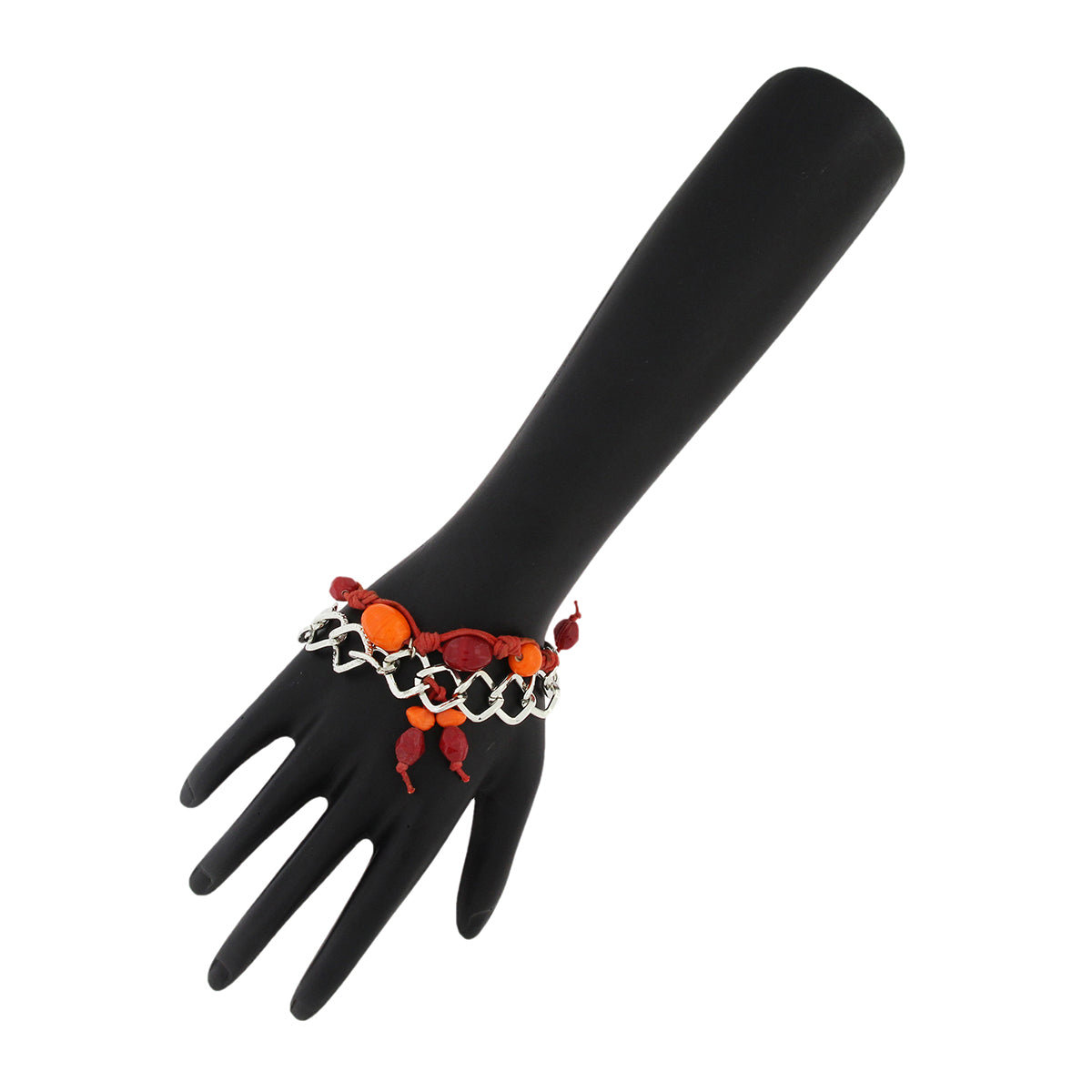 Orange Red Beads Charms Links Bracelet For Women Girls Bulk
