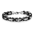 Black Coated 316L Stainless Steel Geometric Bracelet For Men Bulk