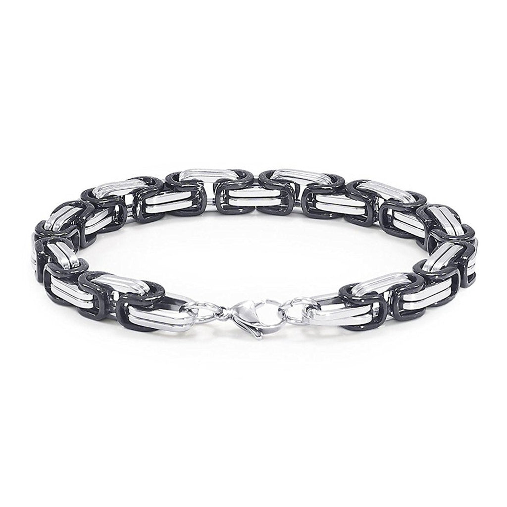 Black Coated 316L Stainless Steel Geometric Bracelet For Men Bulk