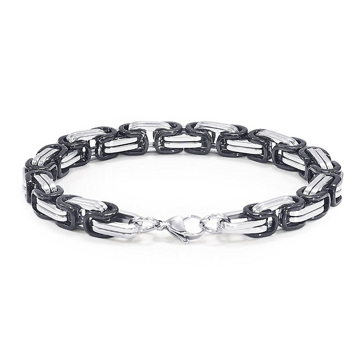 Black Coated 316L Stainless Steel Geometric Bracelet For Men Bulk