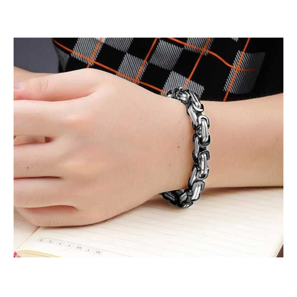 Black Coated 316L Stainless Steel Geometric Bracelet For Men Bulk