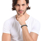 Silver Black Curb Stainless Steel Bracelet For Men Bulk