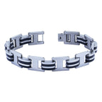 Geometric 316L Stainless Steel Black Inlay Bracelet For Men Bulk