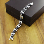 Geometric 316L Stainless Steel Black Inlay Bracelet For Men Bulk