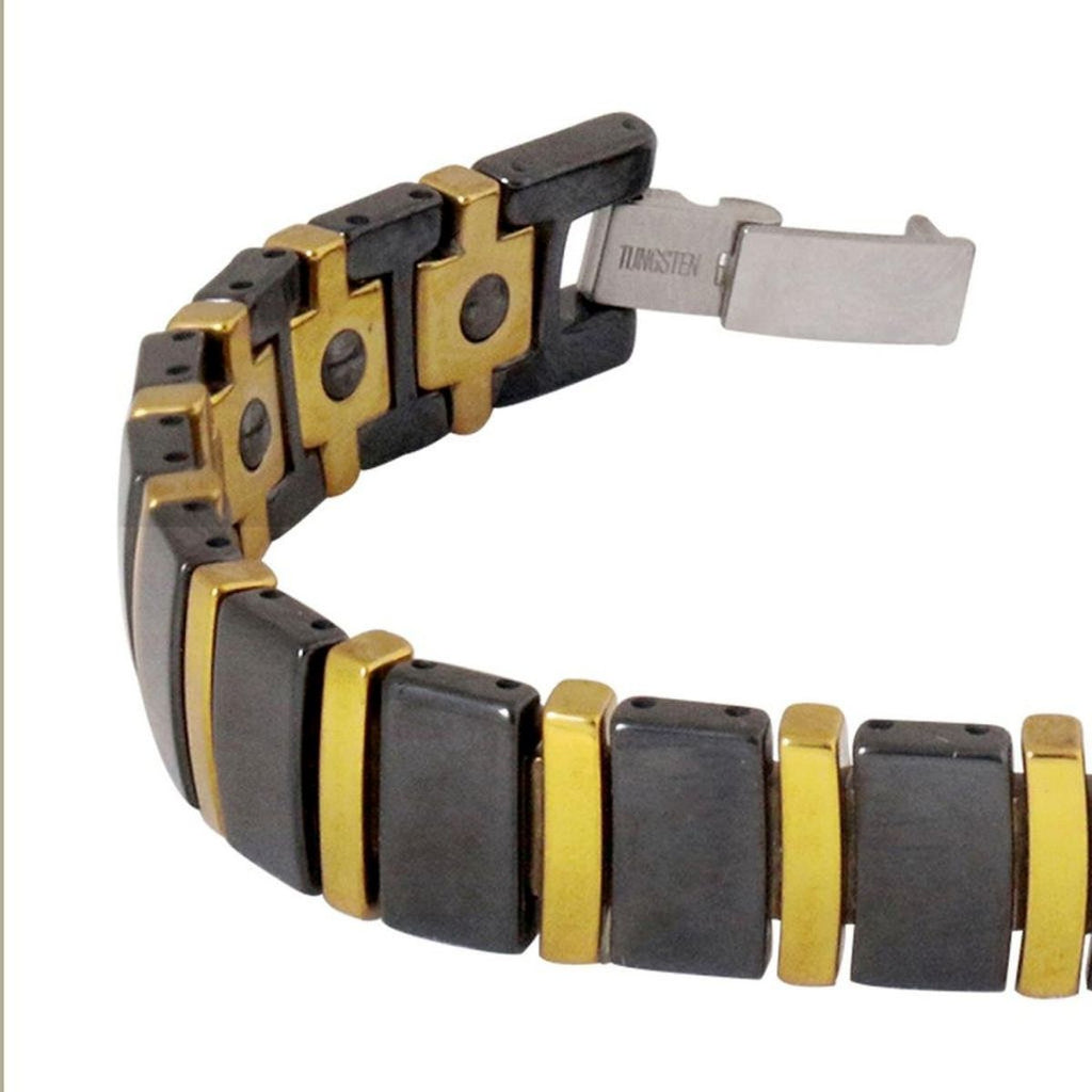 Tungsten Carbide Gold Plated Black Ceramic Bio Magnetic Bracelet Bulk