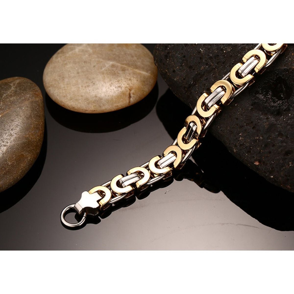 316L Stainless Steel Gold And Plated Geometric Bracelet For Men Bulk