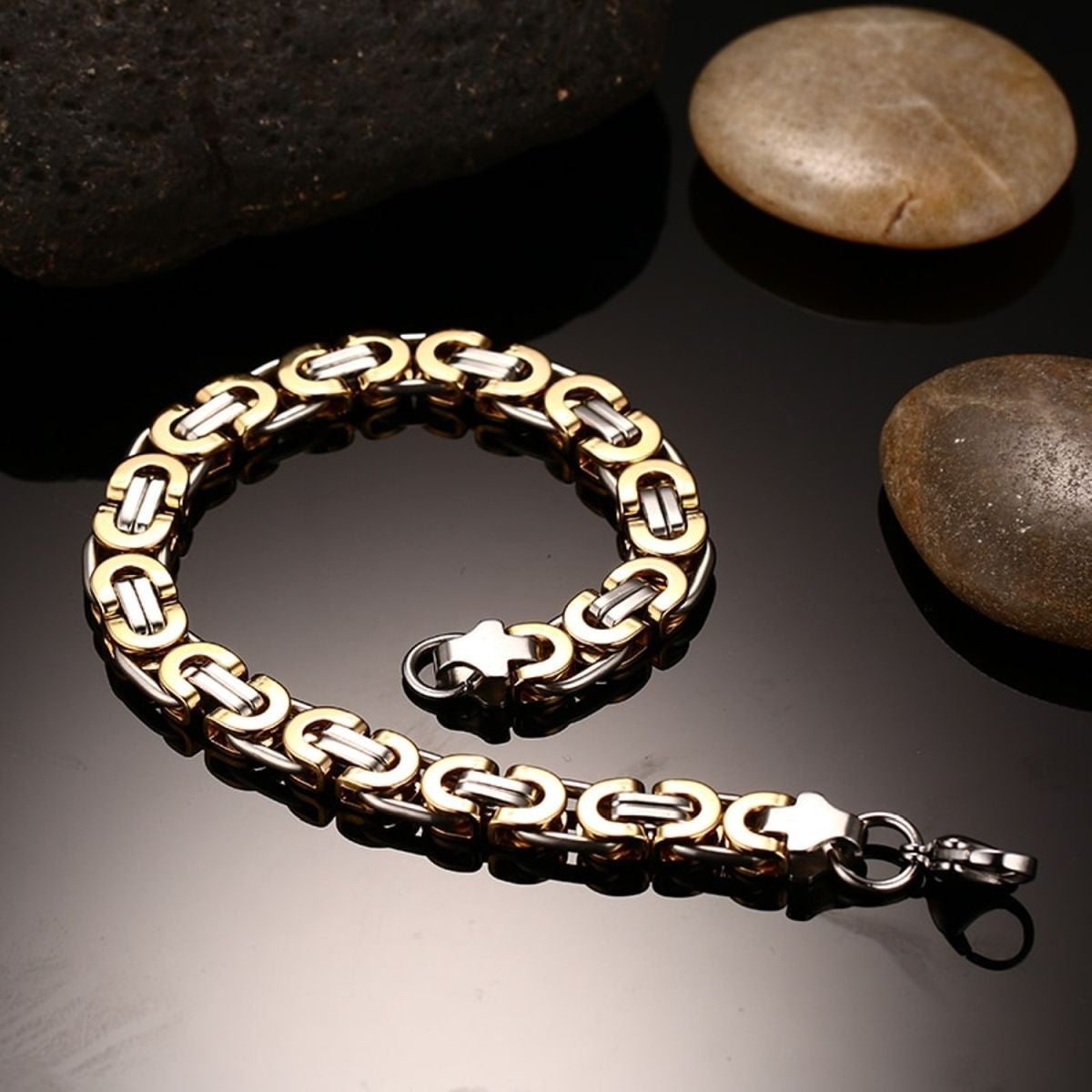 316L Stainless Steel Gold And Plated Geometric Bracelet For Men Bulk