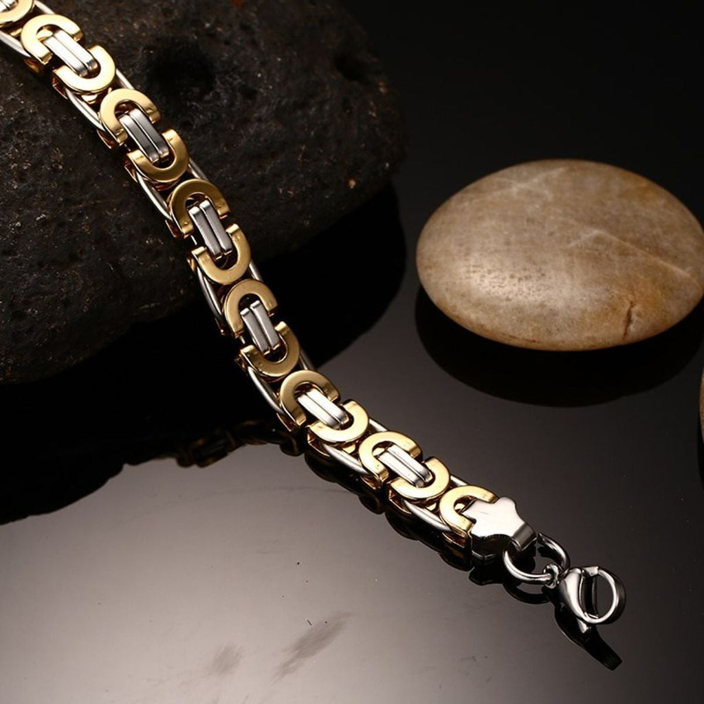 316L Stainless Steel Gold And Plated Geometric Bracelet For Men Bulk