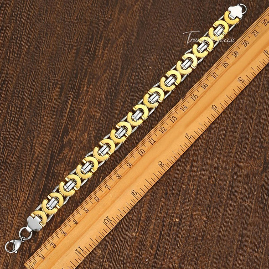 316L Stainless Steel Gold And Plated Geometric Bracelet For Men Bulk
