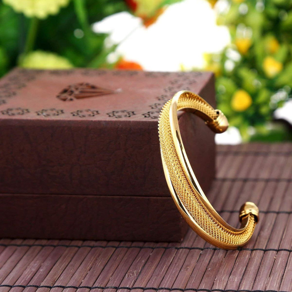 Gold Plated Mesh Cuff Kada Bracelet Bangle For Men Bulk