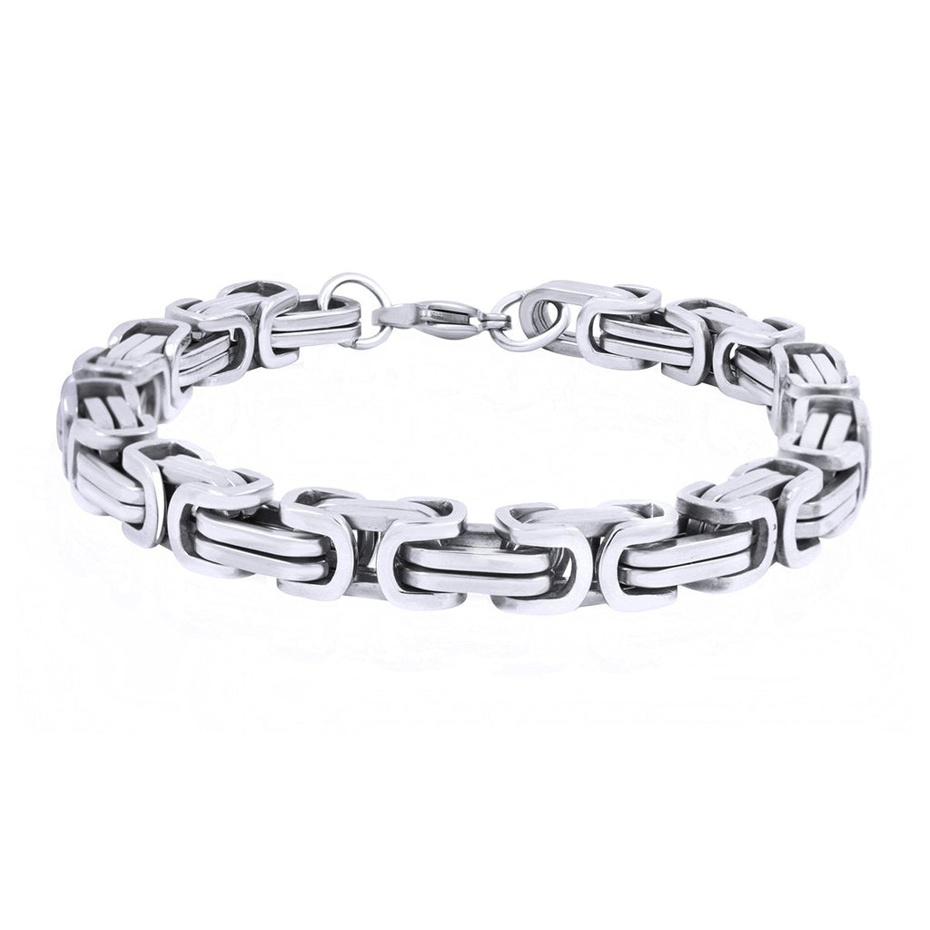 316L Stainless Steel 3D Byzantine Silver Plated S Bracelet Men Bulk